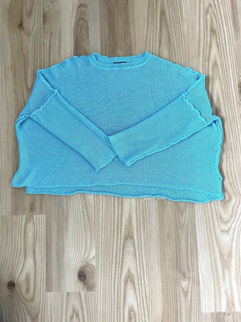 WOODEN SHIPS Open-Knit Chunky Oversized Pull-Over Sweater Turquoise size X/L